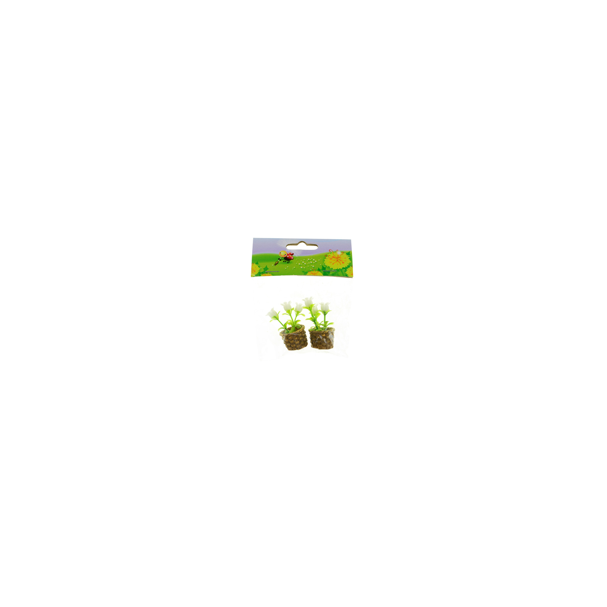 Figura virág poly 4,5cm s/2 kosárban fehér