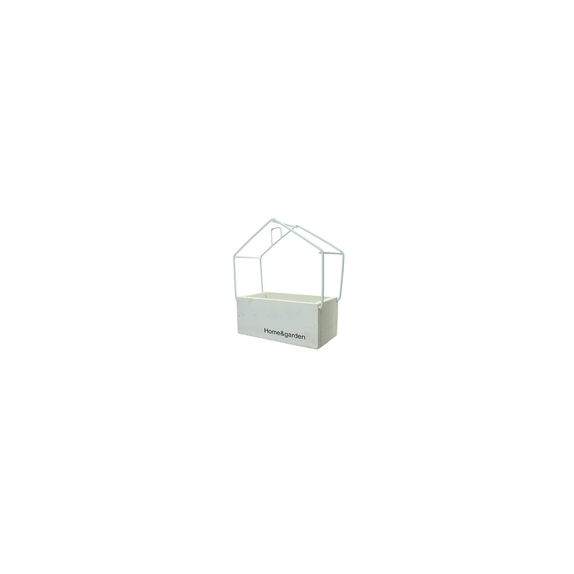 Virágtartó fa ház forma Home/Garden 16,5*14,5*21cm fehér