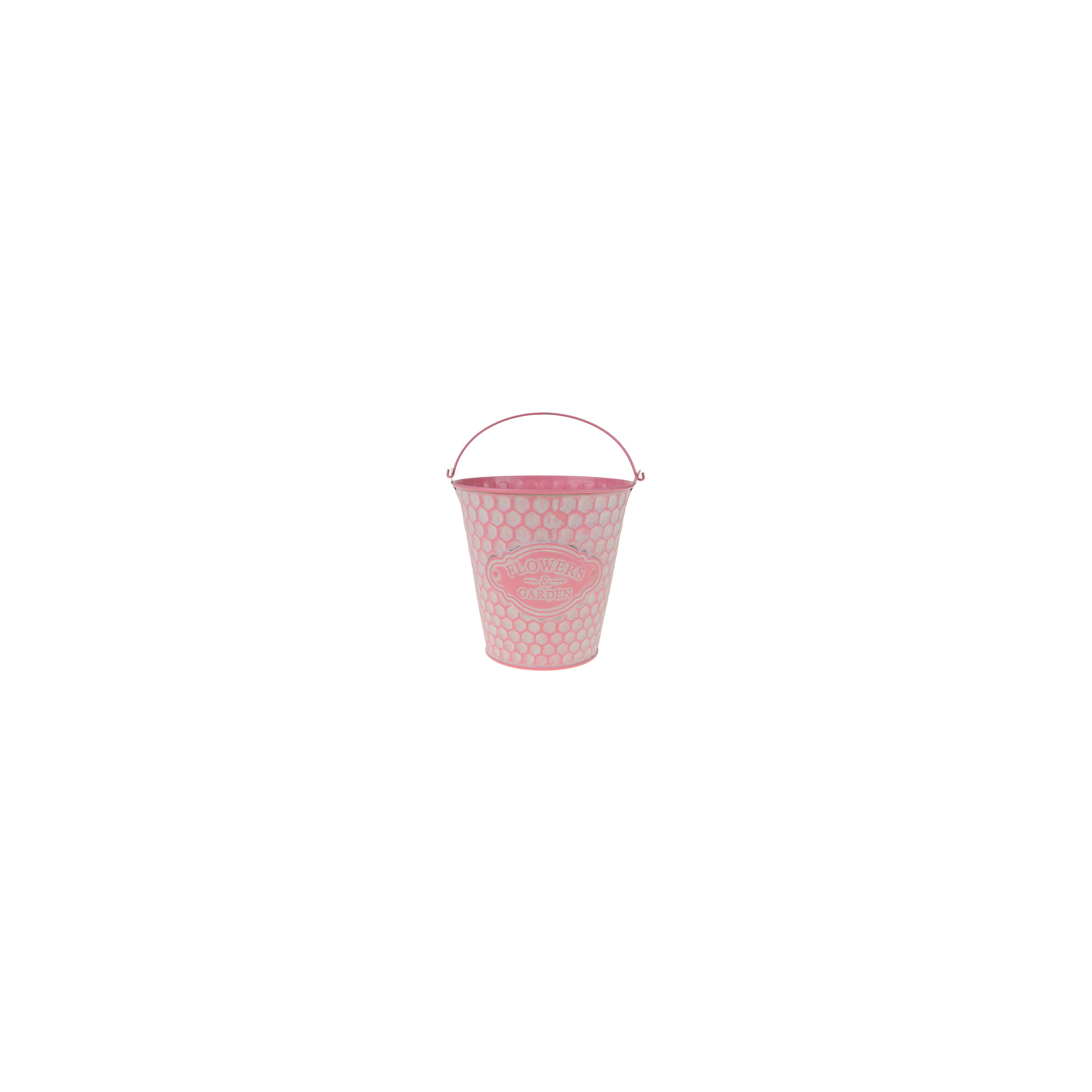 Vödör fém méhsejtmintás D15/10*H14.5CM rózsaszín