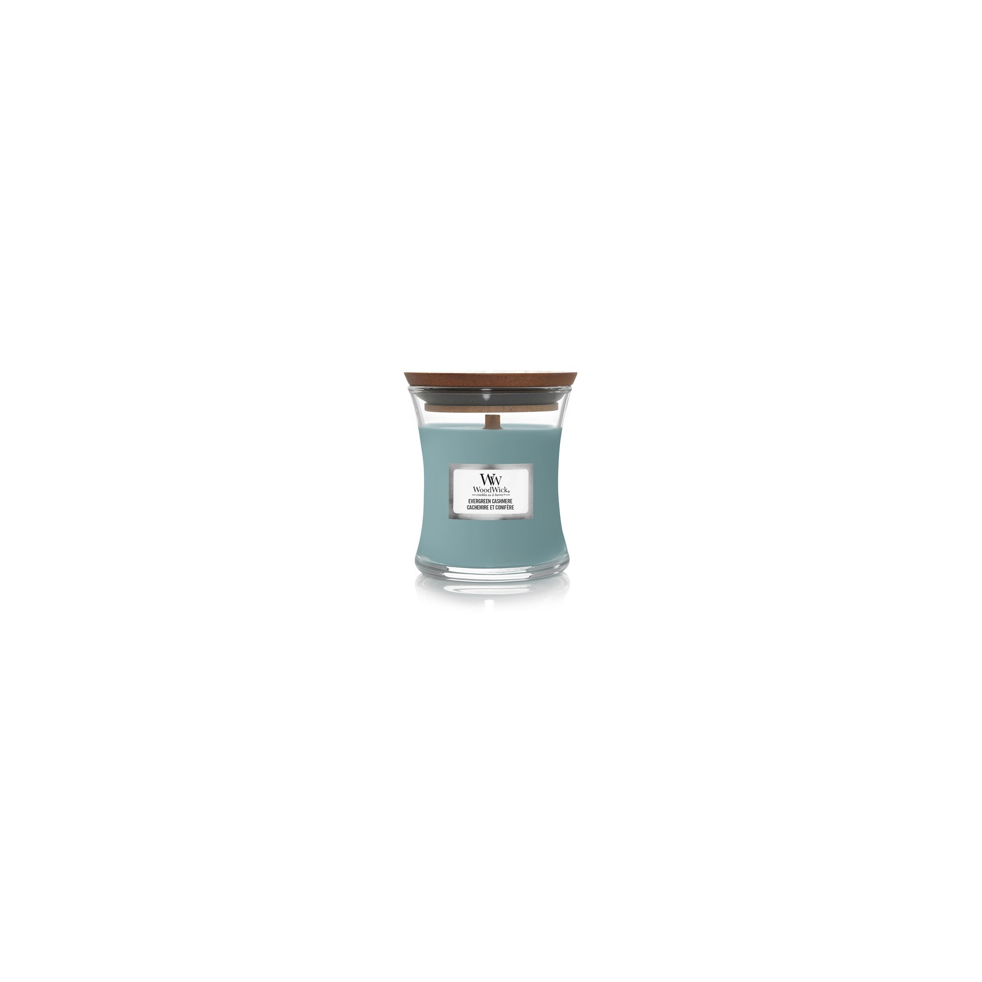 WoodWick illatgyertya kis üveges 85g Evergreen Cashmere