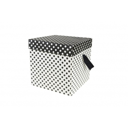 Ajándékdoboz papír pöttyös 15*15*15cm fekete/fehér