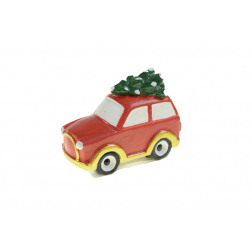 Figura autó poly 6.7cm fenyővel piros