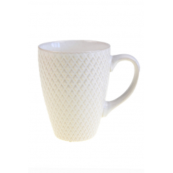 Bögre kerámia mintás 9.3*12cm 350ml többféle fehér