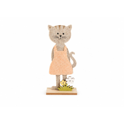Cica filc/fa 30cm szürke/rózsaszín
