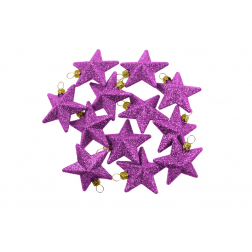 Csillag glitteres műa. 6cm s/12 lila