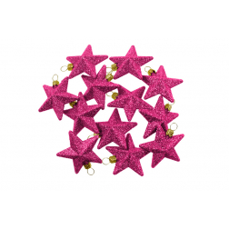 Csillag glitteres műa. 6cm s/12 megenta