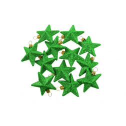 Csillag glitteres műa. 6cm s/12 zöld