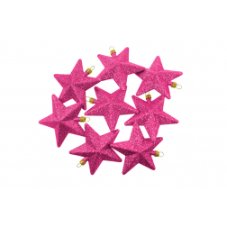 Csillag glitteres műa. 8cm s/8 megenta