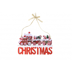 Dekor fa 22*14cm Christmas piros
