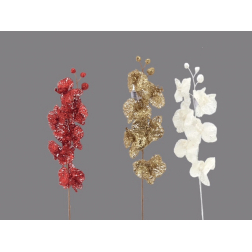 Dekor orchidea ág 69CM glitteres fehér