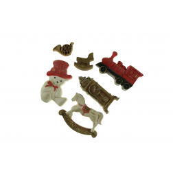 Dekor vonat mix gipsz 2D 3,5-7cm s/6 piros