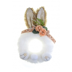 Dekoráció plüss nyuszifüllel 34cm barna