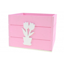 Doboz fa 12,5*12,5*10cm tulipános rózsaszín