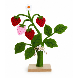 Eper filc/fa 25.5x4x31cm 2D piros/zöld