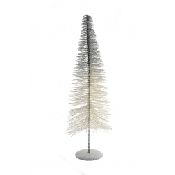 Fenyő fém stilizált 40cm glitteres fehér/ezüst