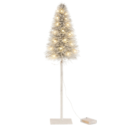 Fenyőfa műanyag LEDes 58cm glitteres fehér
