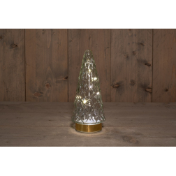 Fenyőfa üveg 24,5cm LEDes ezüst