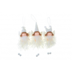 Figura angyal plüss akasztós 16cm 3 féle fehér