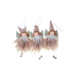 Figura angyal plüss akasztós 16cm 3féle rózsaszín