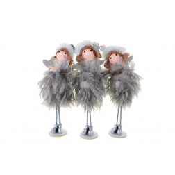 Figura angyal plüss álló 20cm 3féle szürke