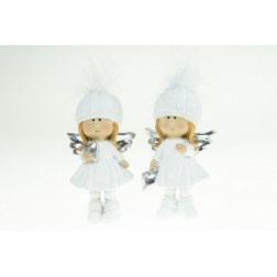 Figura angyal poly 10,5cm szívvel 2féle fehér