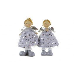 Figura angyal poly csillogós 8*6*14cm 2 féle szürke