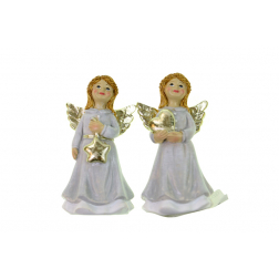 Figura angyal poly szívvel/csillaggal 4*3*8cm szürke