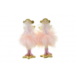 Figura angyal poly/textil 7*5*15.5 2féle rózsaszín