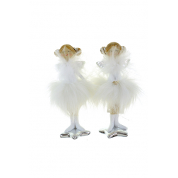 Figura angyal poly/textil 7*5*15,5cm 2féle fehér