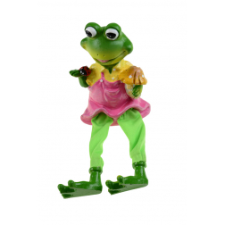 Figura béka poly 11cm ülő rózsaszín