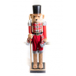 Figura diótörő maci 80cm kockás piros