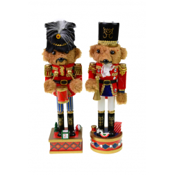 Figura diótörő maci fa 24cm 2féle piros