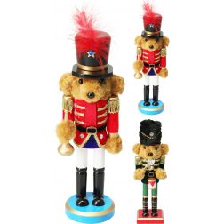 Figura diótörő maci fa 25cm 2féle piros