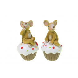 Figura egér poly muffinon 4.5*4.5*9cm 2féle barna