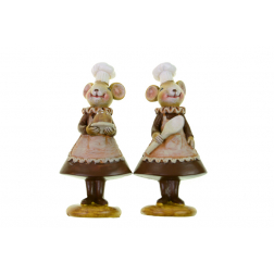 Figura egér poly szakács 6*4.5*13cm 2féle barna