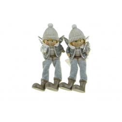 Figura fiú/lány poly lógólábú 6*4*14cm szürke/ezüst