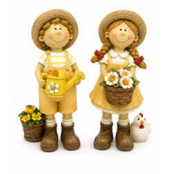 Figura fiú/lány poly kertész 5*4*11.5cm sárga