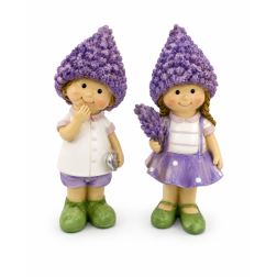 Figura fiú/lány poly levendulás 4*3*11cm lila