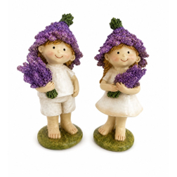 Figura fiú/lány poly levendulás 7.5*5.5*14.5cm lila