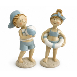 Figura fiú/lány poly strandos 5.5*4.5*14cm kék