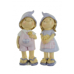 Figura fiú/lány poly sapkás 6*6*15,5cm virággal lila