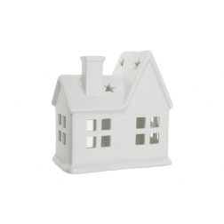 Figura ház kerámia 16*7.5*14.3cm LEDes fehér