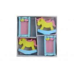 Figura hintaló + kiságy poly 5,3cm s/4 kék