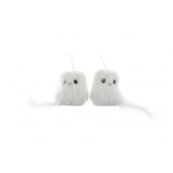 Figura hóbagoly textil akasztós 6cm 2féle fehér