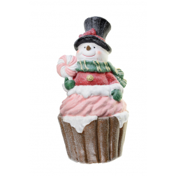 Figura hóember muffinban magnézia 43cm barna