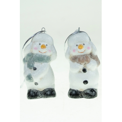 Figura hóember terrakotta 6,8cm 2féle akasztós fehér