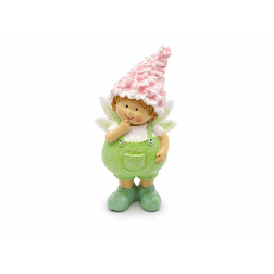 Figura kisfiú poly 6,4*4,4*13,2cm rózsaszín/zöld