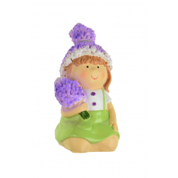 Figura kislány poly 10,4cm levendulával