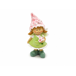 Figura kislány poly 6,5*5,5*12,8cm rózsaszín/zöld