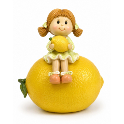 Figura kislány poly citromon 9*6.5*10.5cm sárga